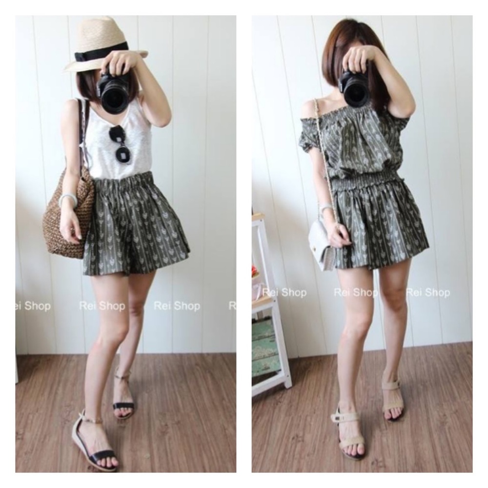Floral off shoulder top + mini skort set